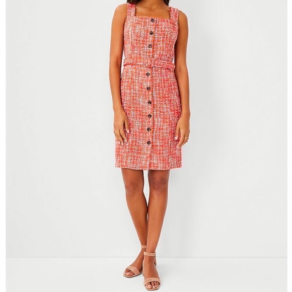 NWT Ann Taylor Orange Tweed Dress - Picture 3 of 6